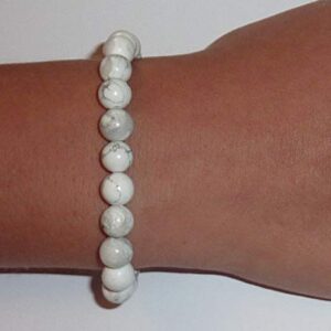 Hidden Hollow Beads Howlite Natural White Stone Women's Stretch Bracelet, Inspirational Message Charm (Be Stronger Than the Storm)