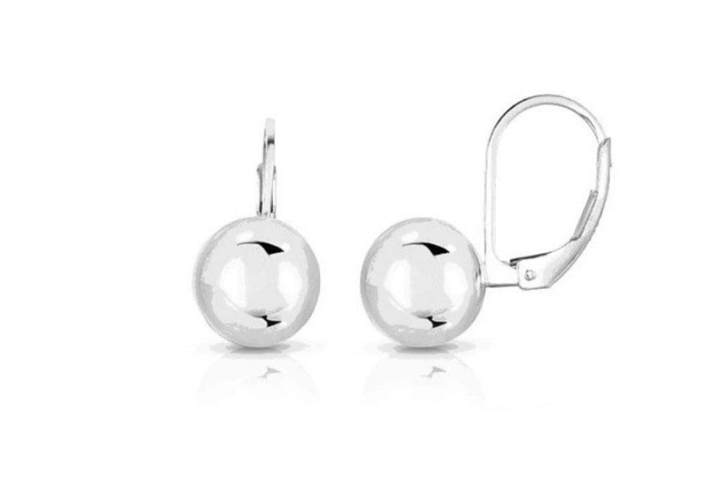 Verona Jewelers 925 Sterling Silver Leaverback Earring with Ball Beads | 6MM, 8MM, 10MM, 12MM