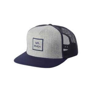 rvca men's adjustable snapback mesh trucker hat, grey heather navy, one size