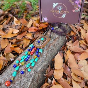 DREMINOVA Turquoise Beads Bohemian Boho Necklace Extra Long Cowboy Western Lethaer Adjustable Statetment Trendy Women’s Jewelry (Artistic Ethnic)