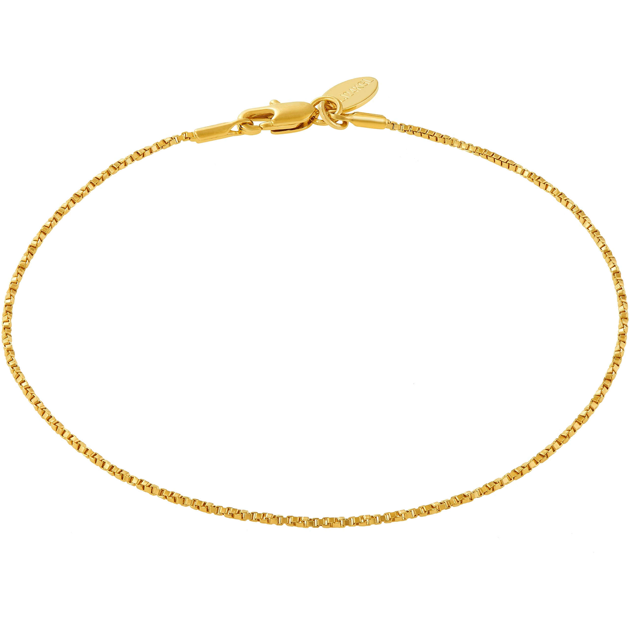 LIFETIME JEWELRY Twisted Box Chain Anklet for Women and Men 24k Real Gold Plated (Gold, 11)