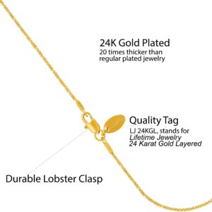 LIFETIME JEWELRY Twisted Box Chain Anklet for Women and Men 24k Real Gold Plated (Gold, 11)