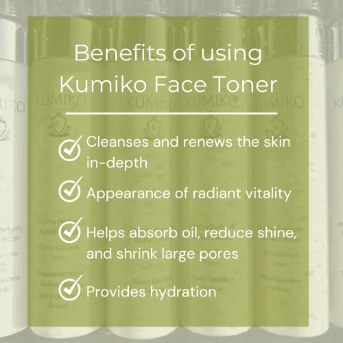 KUMIKO Ultimate Matcha Skin Care: Radiant Boost Face Toner Fresh Balance - Purifying & Refreshing Glow Essence - Hydrate, Balance, Replenish Skin - 7.84 oz - Soothe and Revitalize Your Skin