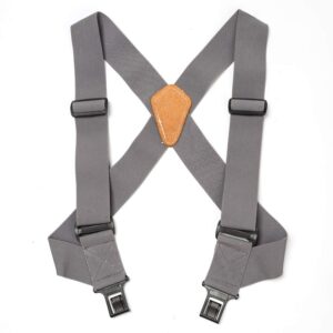 melotough 2inch wide elastic unisex trucker suspenders - grey, comfort version with gripper clasp - holding up pants