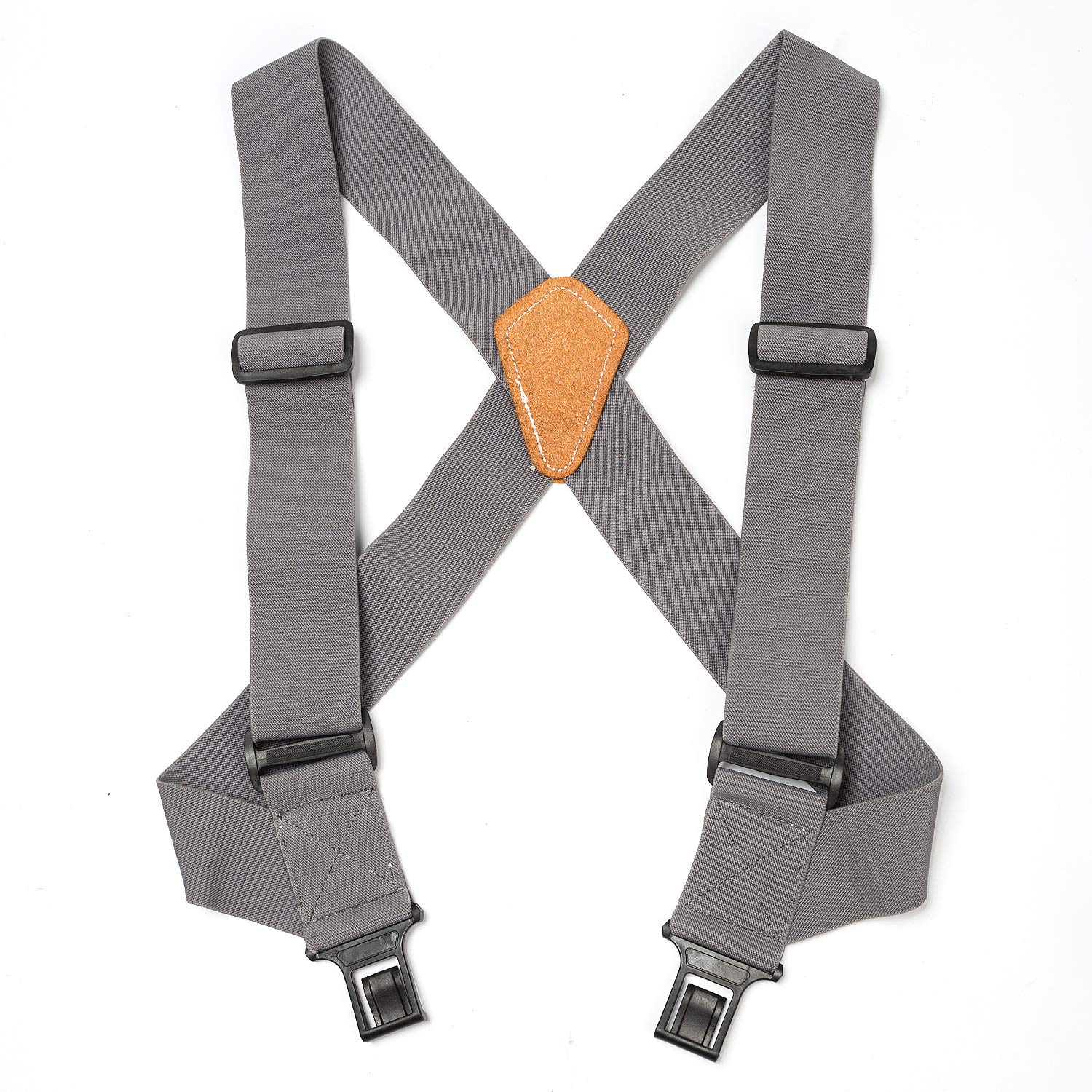 MELOTOUGH 2inch Wide Elastic Unisex Trucker Suspenders - Grey, Comfort version with Gripper Clasp - Holding up pants