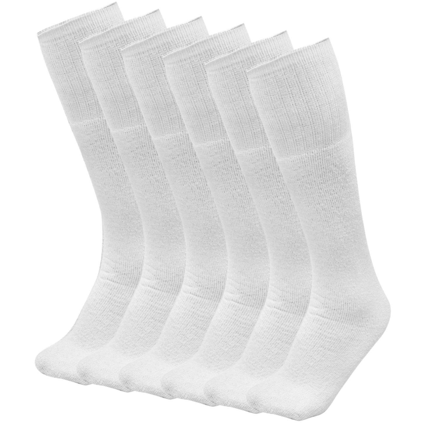 6 Pairs Men's Athletic Tube Socks Over the Calf - Big & Tall (10-15 Big & Tall, 6-pairs White)