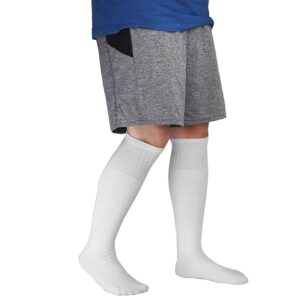 6 Pairs Men's Athletic Tube Socks Over the Calf - Big & Tall (10-15 Big & Tall, 6-pairs White)