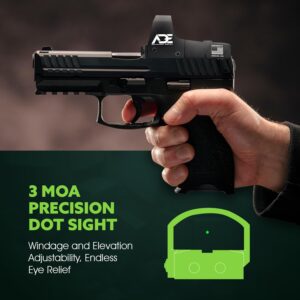 Ade Advanced Optics Mini RD3-006x Green Dot Reflex Sight for Ruger SR9,SR9C,SR40C,SR40,SR45 Pistol Mounting Plate That Replace Rear Sight