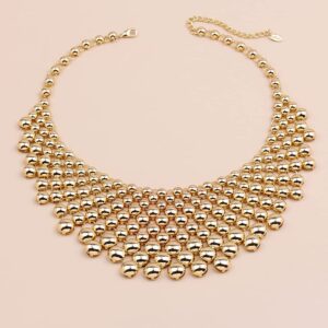 MEIDIJINGBEI gold statement necklaces for women Collar Necklace Glossy Metal Exaggerated Necklace for Women Glamour Necklace collar jewelry (Gold)