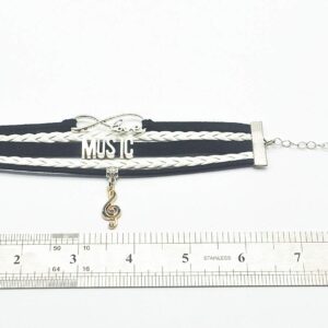 HCChanshi Music Bracelet Musical Jewelry Infinity Love Music Bracelet For Music Fans, Music Lovers, Music Teacher, Music Themed Jewelrys (Black and White)