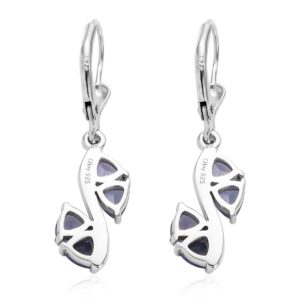 Shop LC Tanzanite Dangle December Birthstone Earrings For Women 925 Sterling Silver Platinum Plated Lever Back Trillion Blue Birthday Gifts for Women Ct 1.6