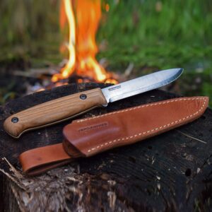 BPS Knives BS1FT CSH - Full-Tang Fixed-Blade Knife - Sharp Carbon Steel Bushcraft Knife With Sheath - Survival Compact Knife - Outdoor Knife - Tactical Camp Knife