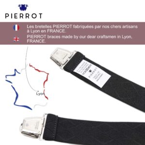 PIERROT Men’s Suspenders - One Size Adjustable and Elastic Suspenders for Men Trousers Heavy Duty with 4 Very Strong Clips