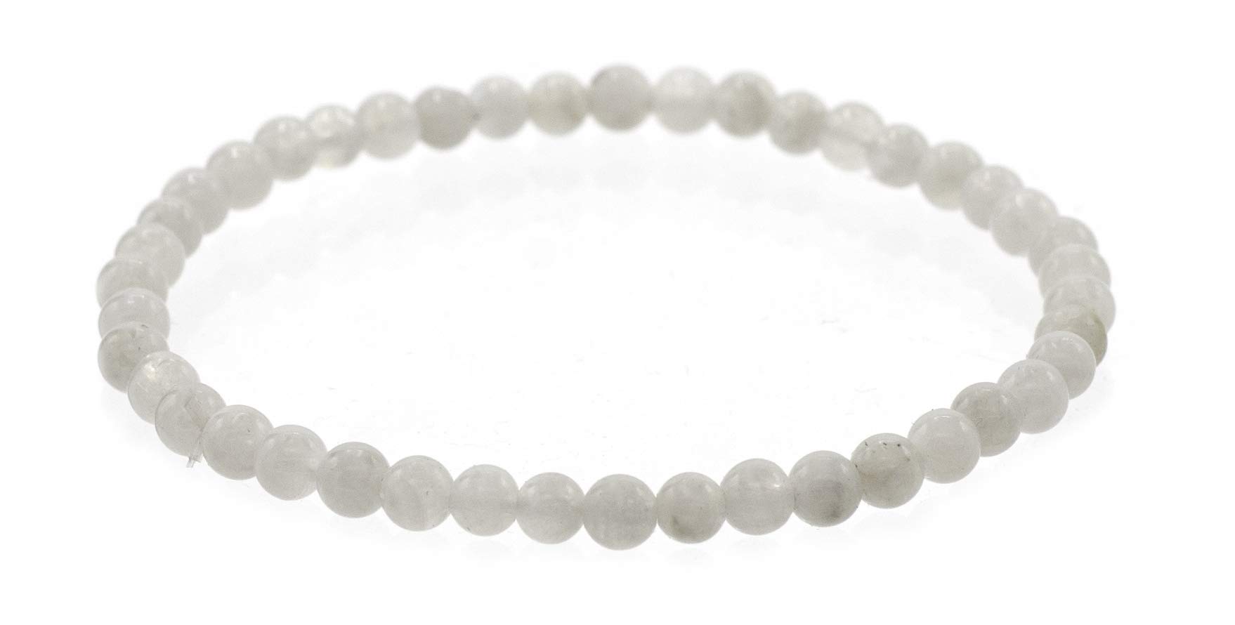 LTC Designs Glossy 4mm Round Moonstone Stretch Bracelet, 6.5"