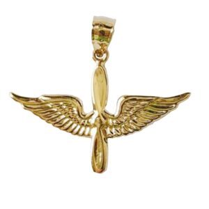 SURANO DESIGN JEWELRY 14k Yellow Gold US Army Aviation Air Force Pilot Wing Pendant, Made in USA