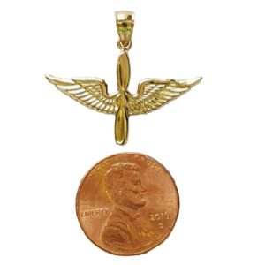 SURANO DESIGN JEWELRY 14k Yellow Gold US Army Aviation Air Force Pilot Wing Pendant, Made in USA