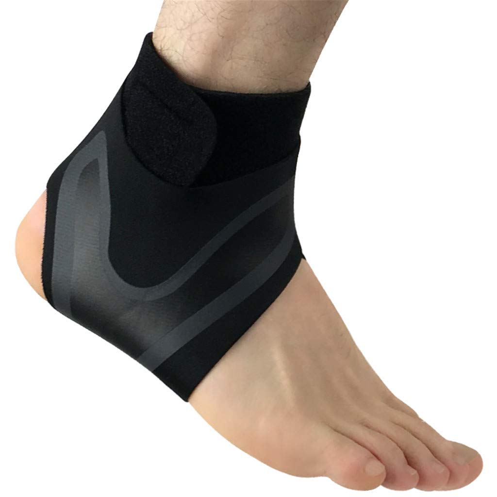 Mayunn Adjustable Elastic Ankle Support Sleeve Elastic Ankle Brace Guard Foot Support Sports - Reduce Sports Injuries, Recovery After Injury (Black) (B, L)