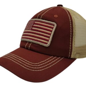 Honor Country US Flag Baseball Hat USA American Trucker Cap Rust Burgundy