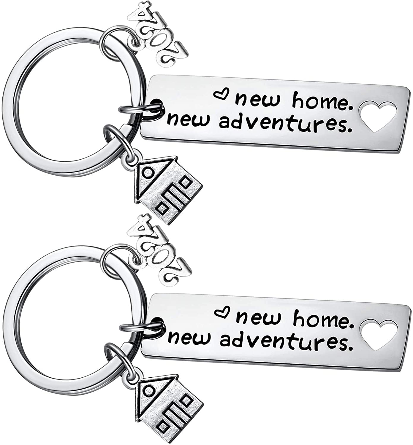 2PCs New Home Keychain 2024 Housewarming Gift for New Homeowner House Keyring Moving in Key Chain New Home Owners Jewelry from Real Estate Agent