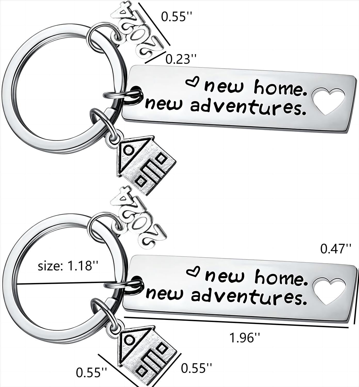 2PCs New Home Keychain 2024 Housewarming Gift for New Homeowner House Keyring Moving in Key Chain New Home Owners Jewelry from Real Estate Agent