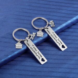 2PCs New Home Keychain 2024 Housewarming Gift for New Homeowner House Keyring Moving in Key Chain New Home Owners Jewelry from Real Estate Agent