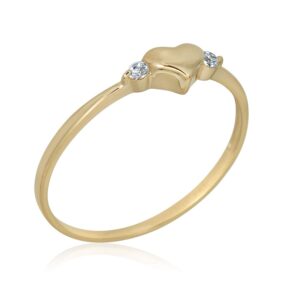 AVORA 10K Yellow Gold Simulated Diamond CZ Heart Ring, Size 4 - Size 4