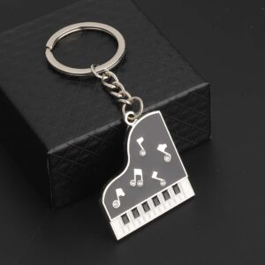 CHOORO Grand Piano Keychain Black and White Keyboard Keyring Music Jewelry (Grand Piano k)