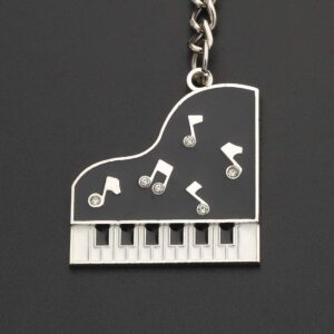 CHOORO Grand Piano Keychain Black and White Keyboard Keyring Music Jewelry (Grand Piano k)