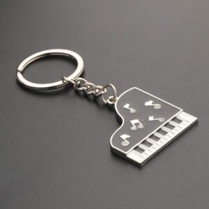 CHOORO Grand Piano Keychain Black and White Keyboard Keyring Music Jewelry (Grand Piano k)