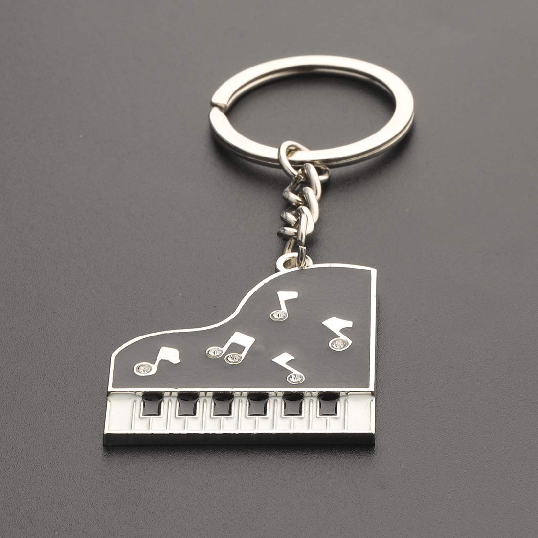 CHOORO Grand Piano Keychain Black and White Keyboard Keyring Music Jewelry (Grand Piano k)