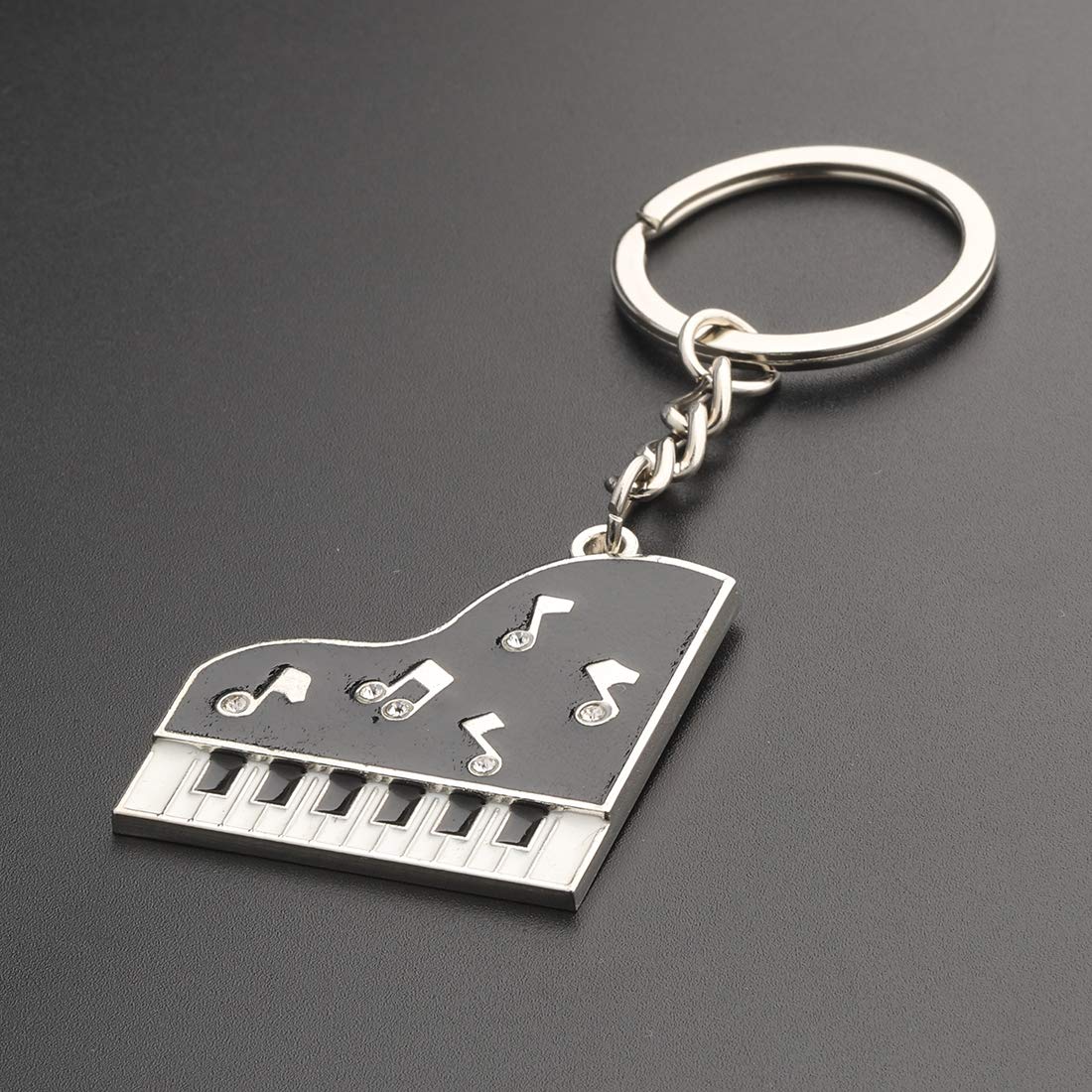 CHOORO Grand Piano Keychain Black and White Keyboard Keyring Music Jewelry (Grand Piano k)