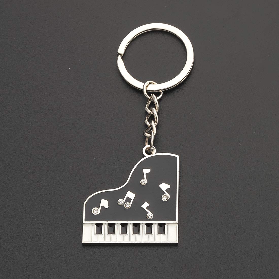 CHOORO Grand Piano Keychain Black and White Keyboard Keyring Music Jewelry (Grand Piano k)