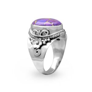 YoTreasure Purple Copper Turquoise Solid 925 Sterling Silver Chunky Ring Jewelry