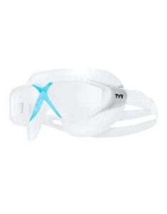 tyr rogue femme swim mask adult fit, clear/blue/grey