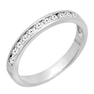 dazzlingrock collection 0.45 carat (ctw) round lab grown white diamond channel set stackable wedding band for her in 14k white gold size 7.5