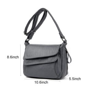 SYYHOME Crossbody Purses for Women PU Leather Hobo Shoulder Bags Travel Purses and Handbags Medium Pocketbooks (Grey)