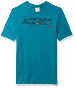 reebok training supply cotton graphic tee, seaport teal, x-small