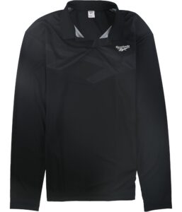 reebok men's classic collared long sleeve jersey shirt, black, x-small