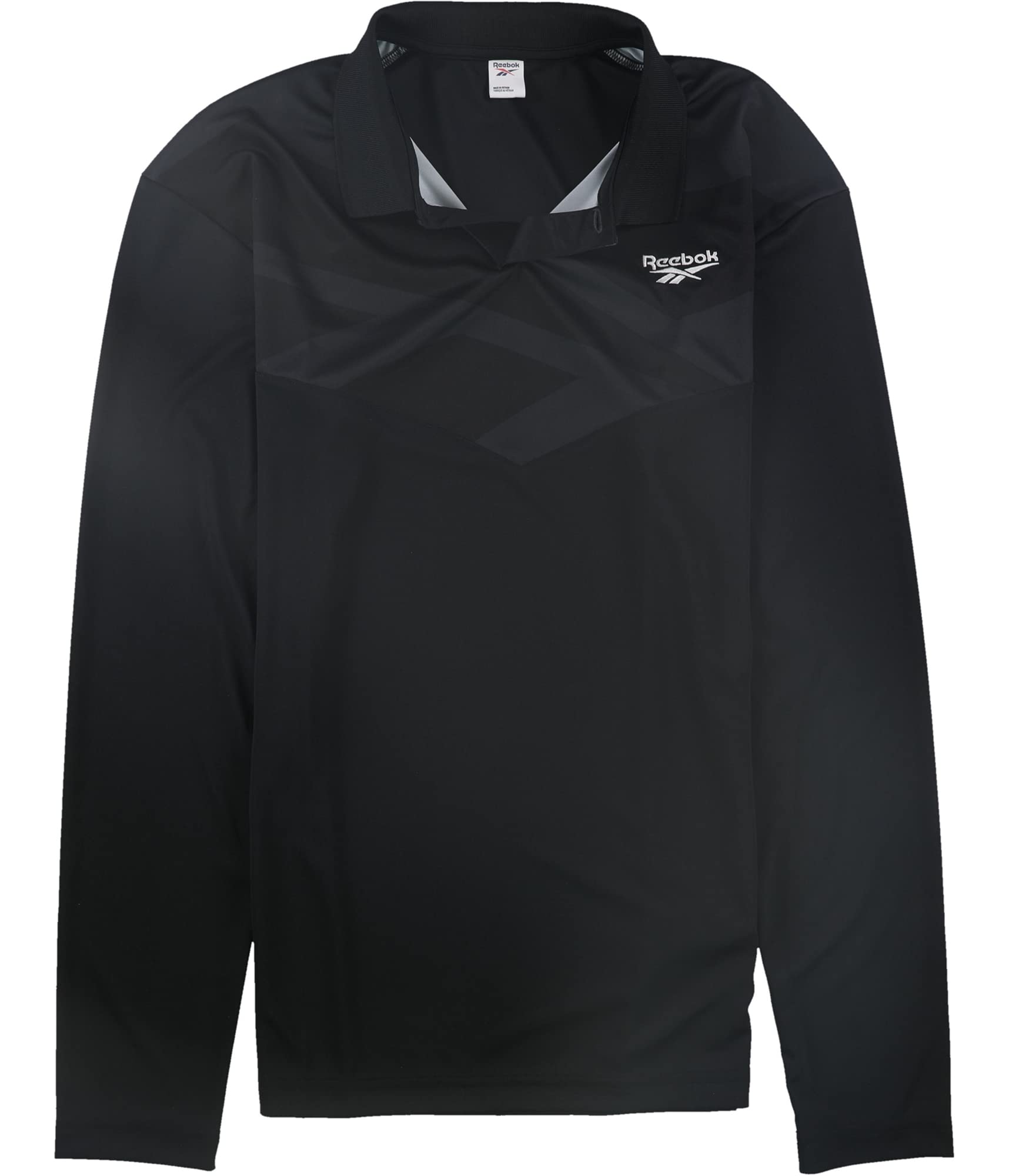 Reebok Men's Classic Collared Long Sleeve Jersey Shirt, Black, X-Small