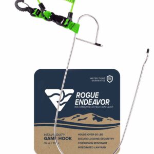 Rogue Endeavor Large, Heavy Duty Stainless Steel Game Clip Fish Stringer System + Stainless Core Coiled Lanyard. Designed for Kayak Fishing & Spearfishing. All Fish Species (Heavy Duty - Yellow)