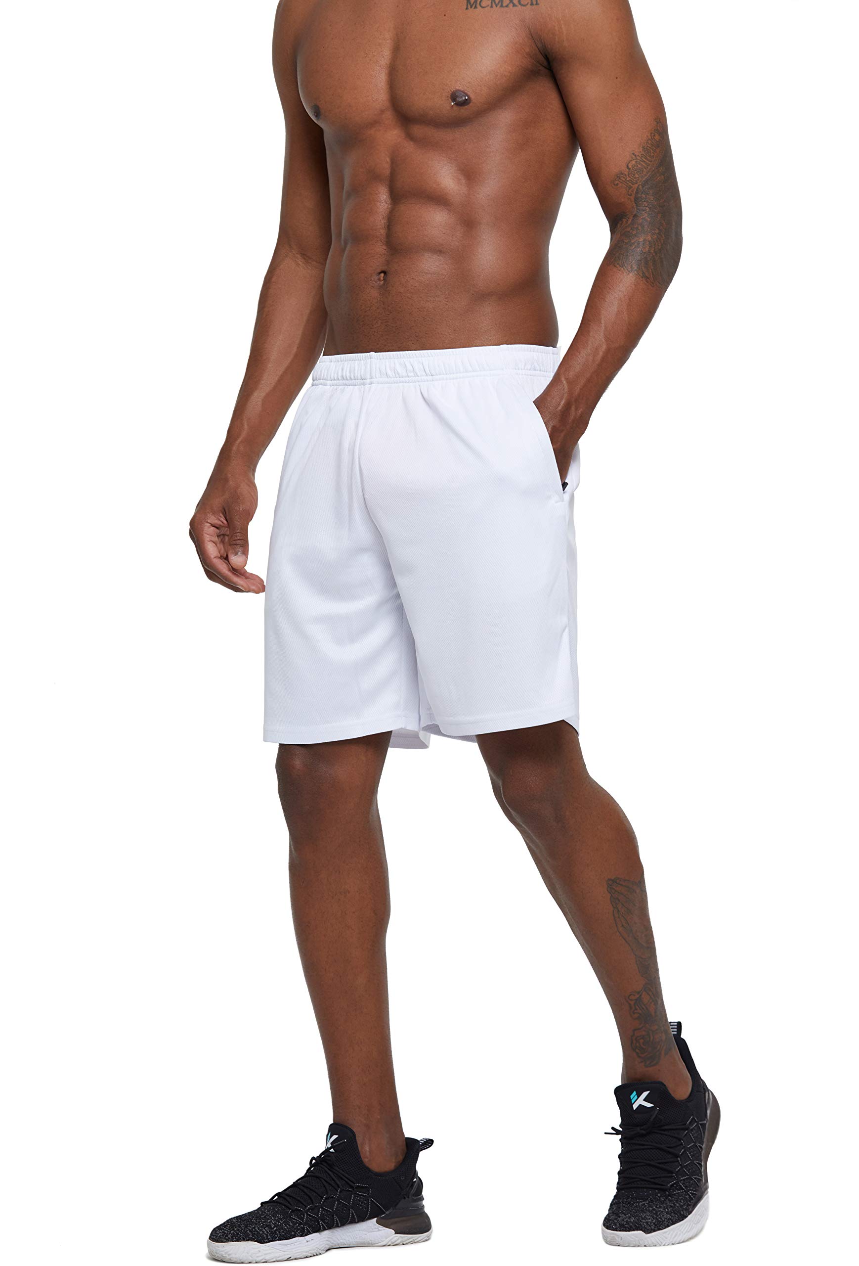 G Gradual Men's 7" Workout Running Shorts Quick Dry Lightweight Gym Shorts with Zip Pockets (2 Pack: Black/White Medium)