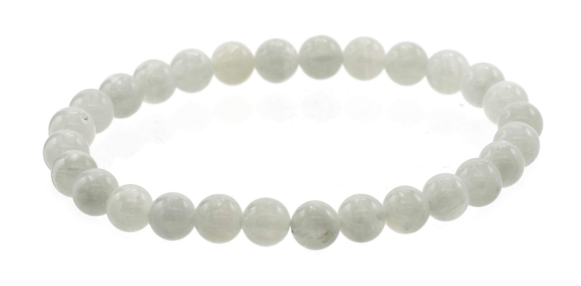 LTC Designs Shiny 6mm Round Moonstone Stackable Stretch Bracelet, 7" for Men, Women,and Teens.