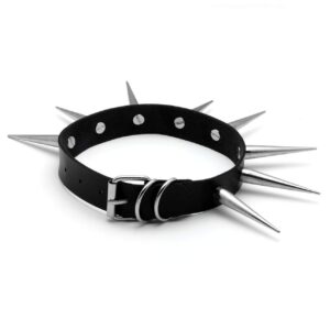 Manfnee 1PCS Punk Gothic Collar PU Leather Spike Studded Vintage Choker Necklace for Men Women Black