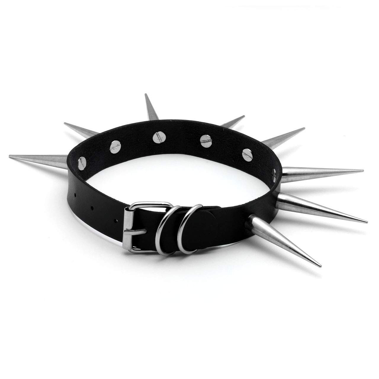 Manfnee 1PCS Punk Gothic Collar PU Leather Spike Studded Vintage Choker Necklace for Men Women Black