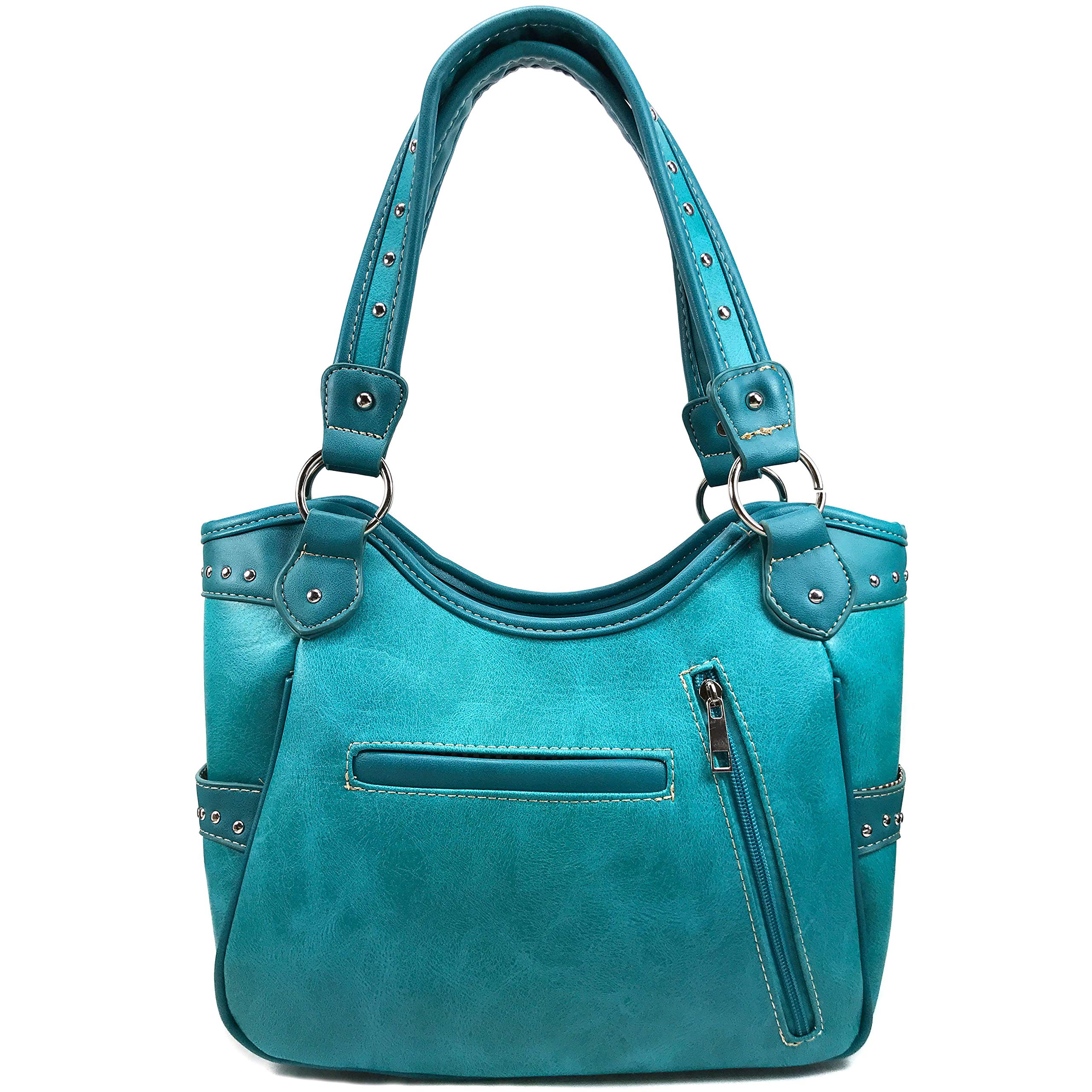 Zelris Faith Love Hope Cross Angel Wing Women Conceal Carry Women Tote Purse Set (Teal Blue)