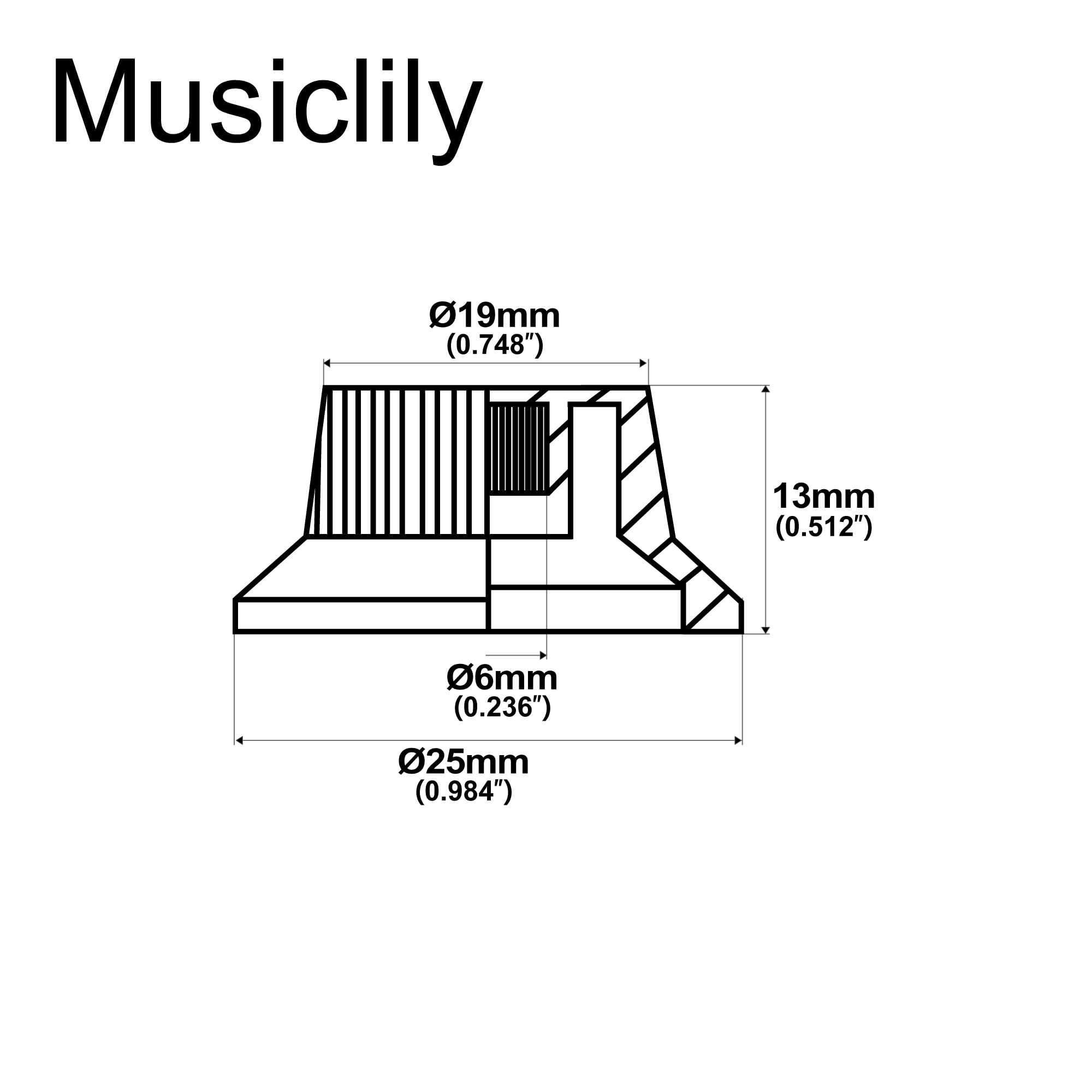 Musiclily Pro Imperial Inch Size 1 Volume 2 Tone Strat Knobs Set for USA Made Fender Stratocaster Electric Guitar, Black