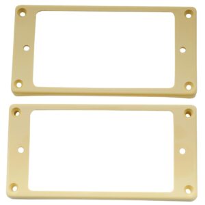 musiclily pro plastic curved bottom humbucker pickup rings neck bridge pickup frame set for china made epiphone electric guitar, cream