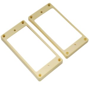 Musiclily Pro Plastic Curved Bottom Humbucker Pickup Rings Neck Bridge Pickup Frame Set for China Made Epiphone Electric Guitar, Cream