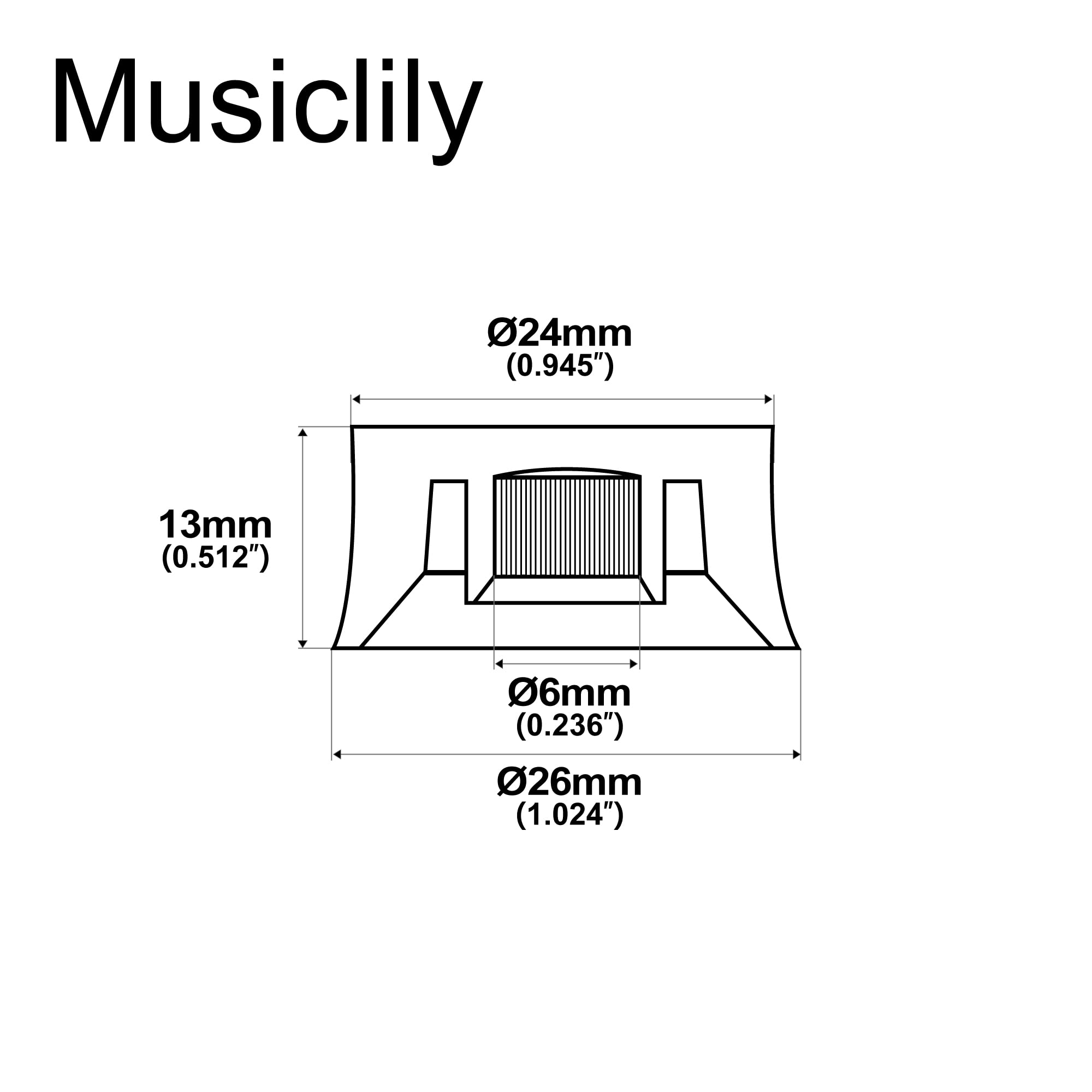 Musiclily Pro Inch Imperial LP Guitar Knurled Speed Knobs 24 Fine Splines Control Knobs for CTS Pots/USA Les Paul Style Electric Guitar, Black (Set of 4)