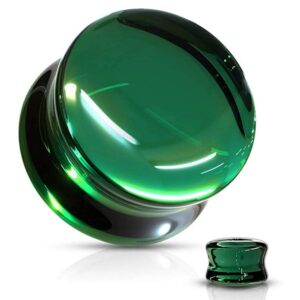 double flared concave saddle glass plugs (00ga (10mm), green)